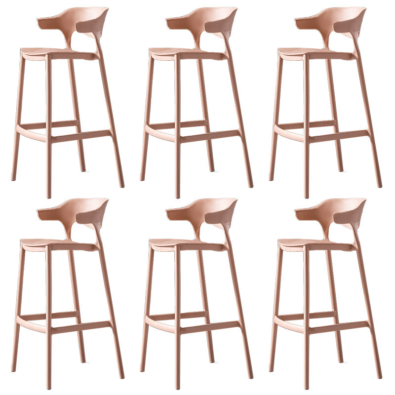 Industrial Low Back Counter Stool Plastic Counter Height Stools for Home Use Pink 6 Piece Set Clearhalo 'Bar Furniture' 'Bar Stools' 'bar_stools' 'furn' 'furn_bar_stools' 'Furniture' 'Kitchen & Dining Furniture' 6186517