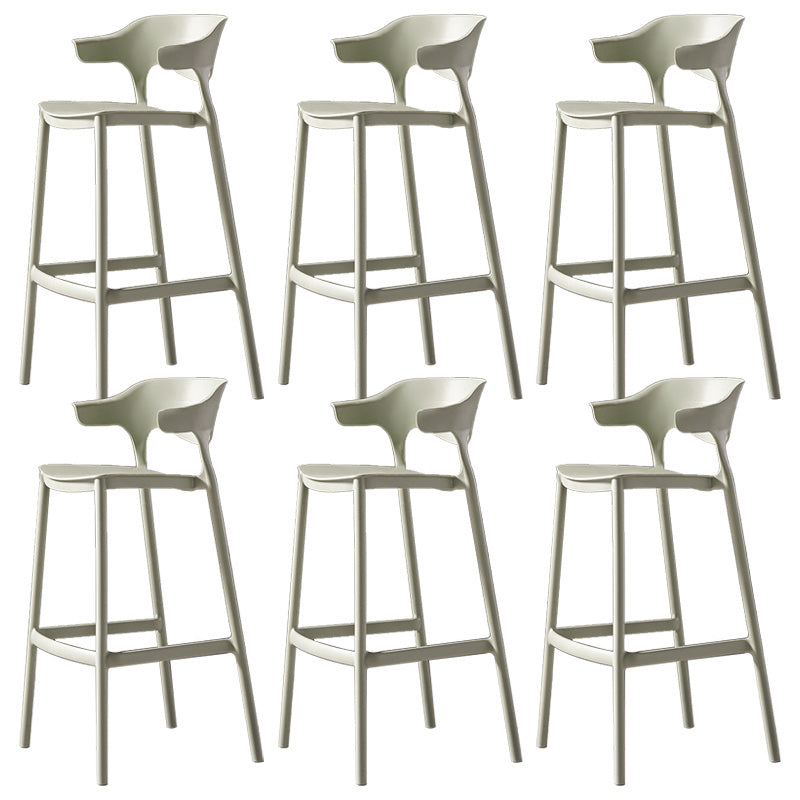 Industrial Low Back Counter Stool Plastic Counter Height Stools for Home Use Green 6 Piece Set Clearhalo 'Bar Furniture' 'Bar Stools' 'bar_stools' 'furn' 'furn_bar_stools' 'Furniture' 'Kitchen & Dining Furniture' 6186520