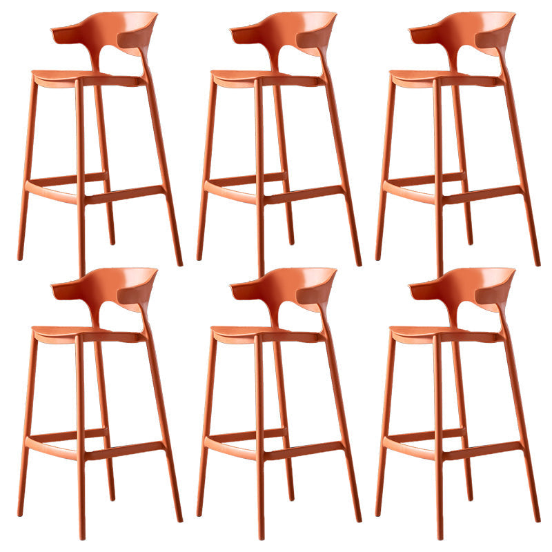 Industrial Low Back Counter Stool Plastic Counter Height Stools for Home Use Orange 6 Piece Set Clearhalo 'Bar Furniture' 'Bar Stools' 'bar_stools' 'furn' 'furn_bar_stools' 'Furniture' 'Kitchen & Dining Furniture' 6186521