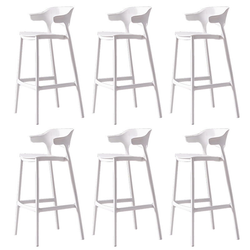 Industrial Low Back Counter Stool Plastic Counter Height Stools for Home Use White 6 Piece Set Clearhalo 'Bar Furniture' 'Bar Stools' 'bar_stools' 'furn' 'furn_bar_stools' 'Furniture' 'Kitchen & Dining Furniture' 6186522