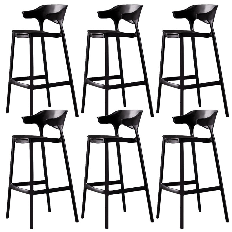Industrial Low Back Counter Stool Plastic Counter Height Stools for Home Use Black 6 Piece Set Clearhalo 'Bar Furniture' 'Bar Stools' 'bar_stools' 'furn' 'furn_bar_stools' 'Furniture' 'Kitchen & Dining Furniture' 6186524