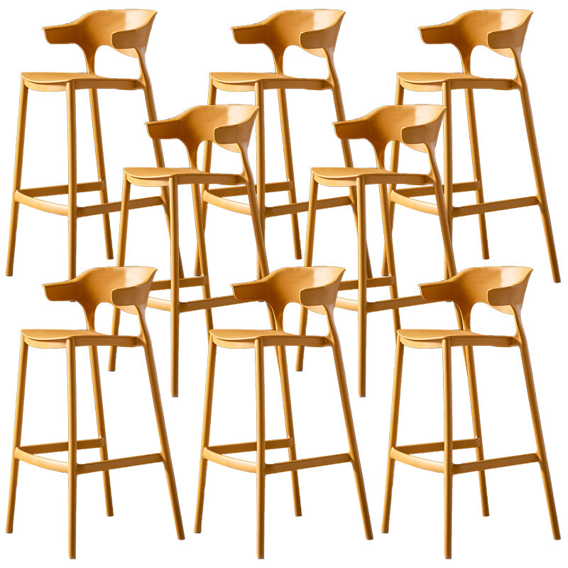 Industrial Low Back Counter Stool Plastic Counter Height Stools for Home Use Yellow 8 Piece Set Clearhalo 'Bar Furniture' 'Bar Stools' 'bar_stools' 'furn' 'furn_bar_stools' 'Furniture' 'Kitchen & Dining Furniture' 6186525
