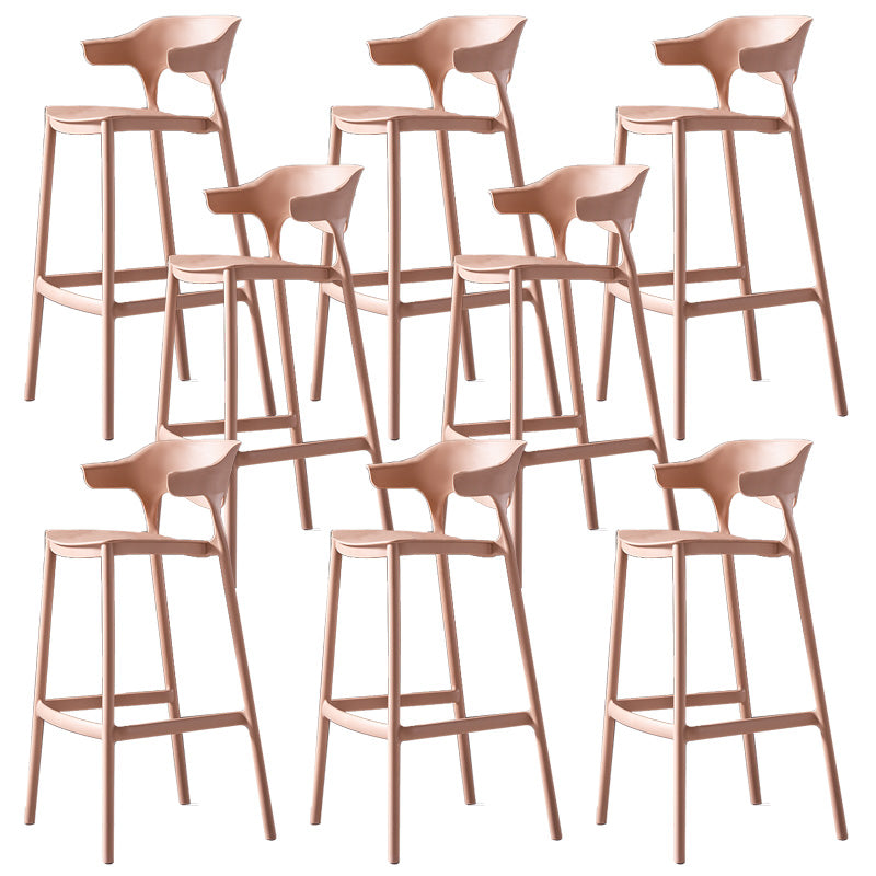 Industrial Low Back Counter Stool Plastic Counter Height Stools for Home Use Pink 8 Piece Set Clearhalo 'Bar Furniture' 'Bar Stools' 'bar_stools' 'furn' 'furn_bar_stools' 'Furniture' 'Kitchen & Dining Furniture' 6186526
