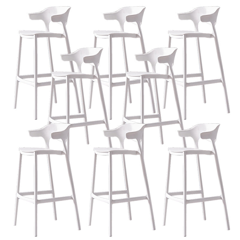 Industrial Low Back Counter Stool Plastic Counter Height Stools for Home Use White 8 Piece Set Clearhalo 'Bar Furniture' 'Bar Stools' 'bar_stools' 'furn' 'furn_bar_stools' 'Furniture' 'Kitchen & Dining Furniture' 6186531