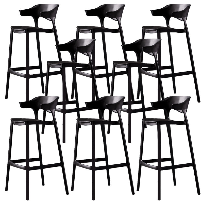 Industrial Low Back Counter Stool Plastic Counter Height Stools for Home Use Black 8 Piece Set Clearhalo 'Bar Furniture' 'Bar Stools' 'bar_stools' 'furn' 'furn_bar_stools' 'Furniture' 'Kitchen & Dining Furniture' 6186533