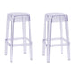 30" Height Backrest Armless Counter Stool Industrial Plastic Bistro Bar Chair with 4 Legs