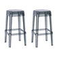 30" Height Backrest Armless Counter Stool Industrial Plastic Bistro Bar Chair with 4 Legs