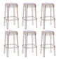 30" Height Backrest Armless Counter Stool Industrial Plastic Bistro Bar Chair with 4 Legs