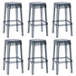 30" Height Backrest Armless Counter Stool Industrial Plastic Bistro Bar Chair with 4 Legs