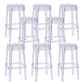 30" Height Backrest Armless Counter Stool Industrial Plastic Bistro Bar Chair with 4 Legs