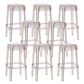 30" Height Backrest Armless Counter Stool Industrial Plastic Bistro Bar Chair with 4 Legs