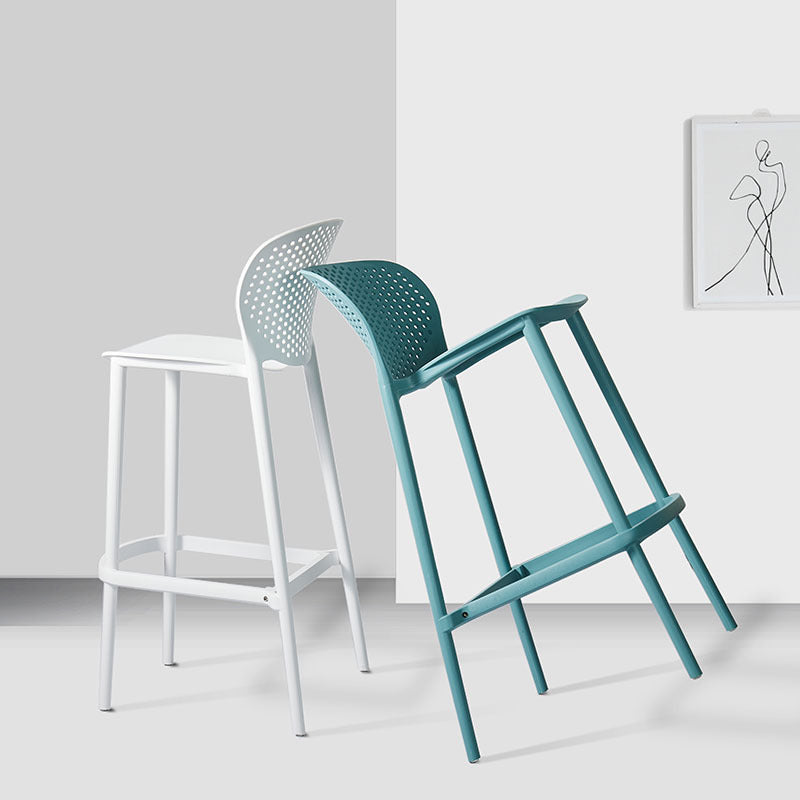 Taburete de plástico con respaldo bajo industrial, taburetes de altura para cocina
