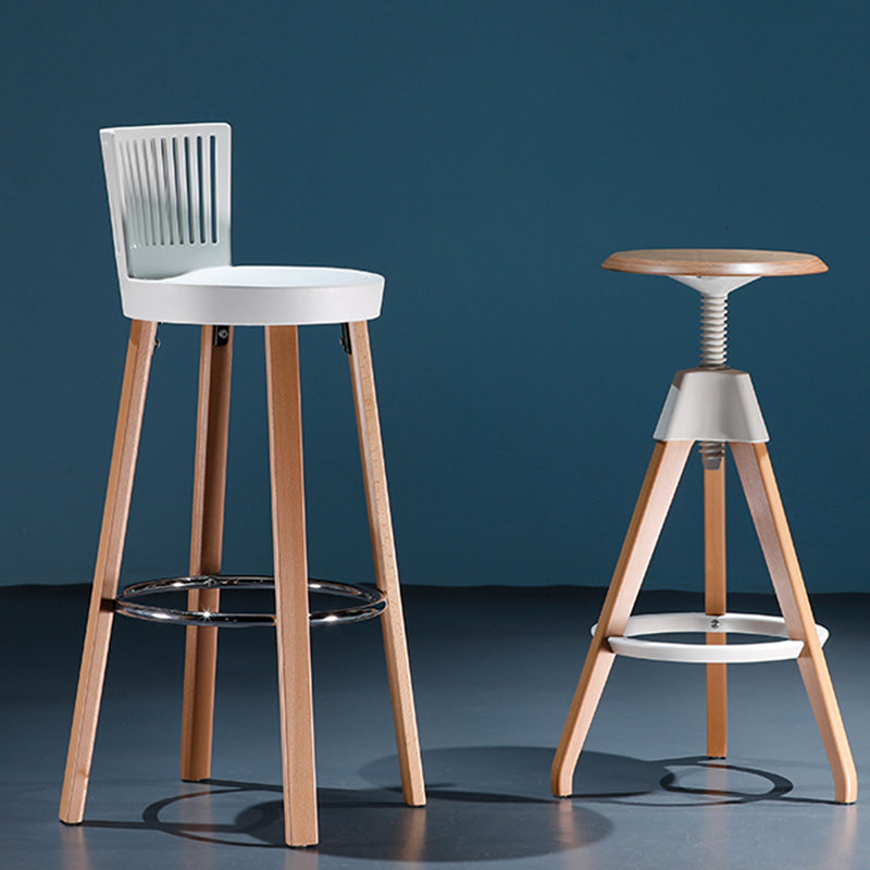Modern Wooden Bar Stool 38" Height Backrest Armless Counter Stool with Plastic Cushion Clearhalo 'Bar Furniture' 'Bar Stools' 'bar_stools' 'furn' 'furn_bar_stools' 'Furniture' 'Kitchen & Dining Furniture' 6186603