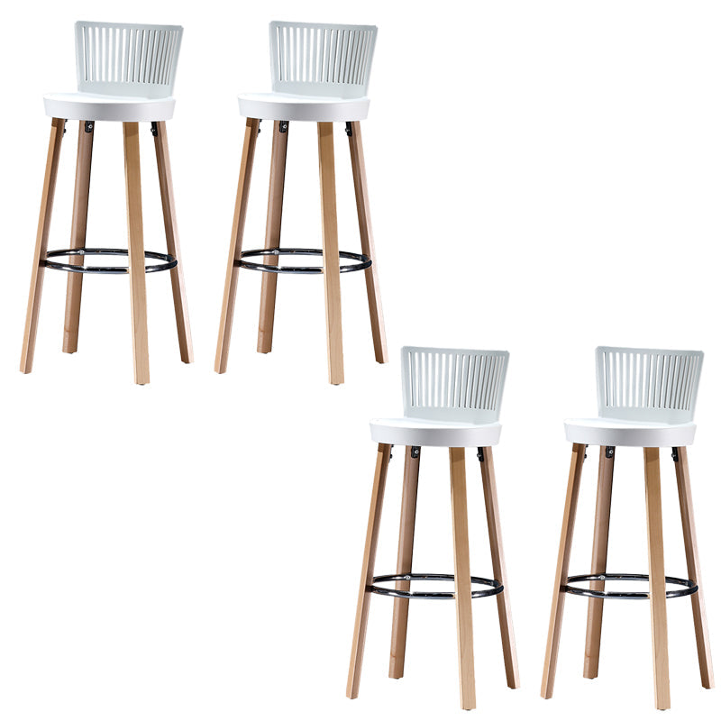 Modern Wooden Bar Stool 38" Height Backrest Armless Counter Stool with Plastic Cushion 4 Piece Set Clearhalo 'Bar Furniture' 'Bar Stools' 'bar_stools' 'furn' 'furn_bar_stools' 'Furniture' 'Kitchen & Dining Furniture' 6186604