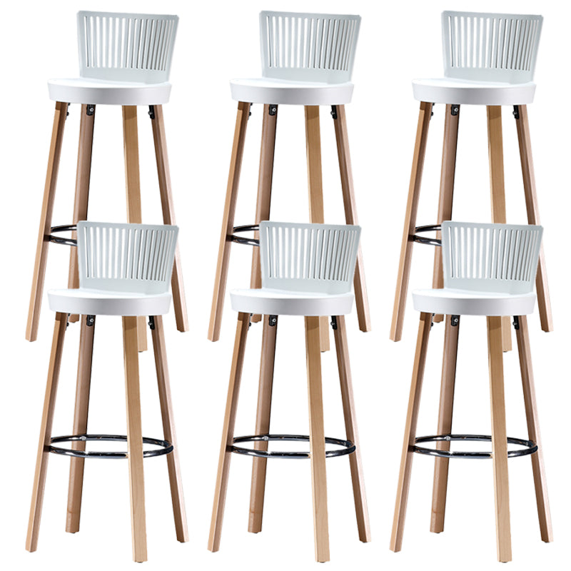 Modern Wooden Bar Stool 38" Height Backrest Armless Counter Stool with Plastic Cushion 6 Piece Set Clearhalo 'Bar Furniture' 'Bar Stools' 'bar_stools' 'furn' 'furn_bar_stools' 'Furniture' 'Kitchen & Dining Furniture' 6186605