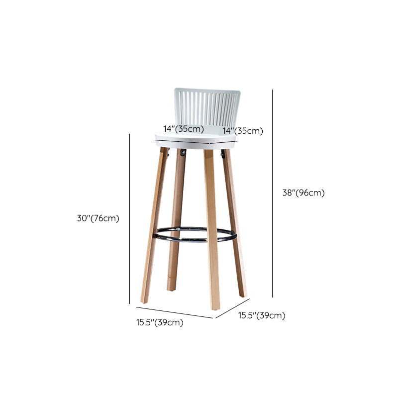 Modern Wooden Bar Stool 38" Height Backrest Armless Counter Stool with Plastic Cushion Clearhalo 'Bar Furniture' 'Bar Stools' 'bar_stools' 'furn' 'furn_bar_stools' 'Furniture' 'Kitchen & Dining Furniture' 6186617