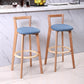 Nordic Armless Backrest Counter Stool Wood Cashier Bar Stool with Cushion and Pedal