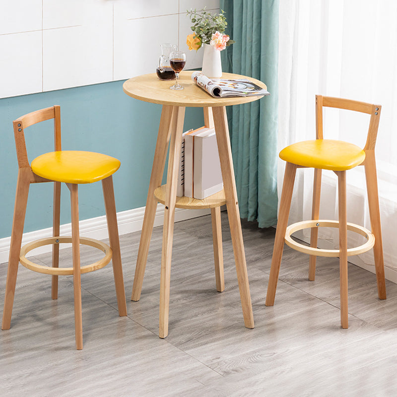 Nordic Armless Backrest Counter Stool Wood Cashier Bar Stool with Cushion and Pedal