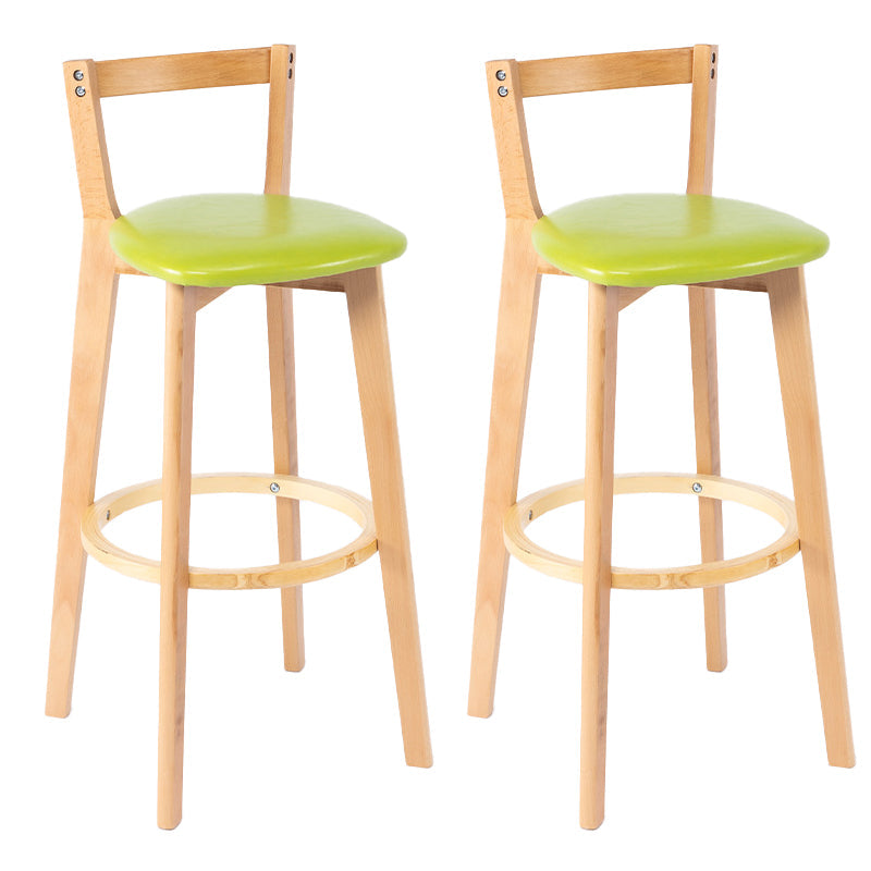 Nordic Armless Backrest Counter Stool Wood Cashier Bar Stool with Cushion and Pedal