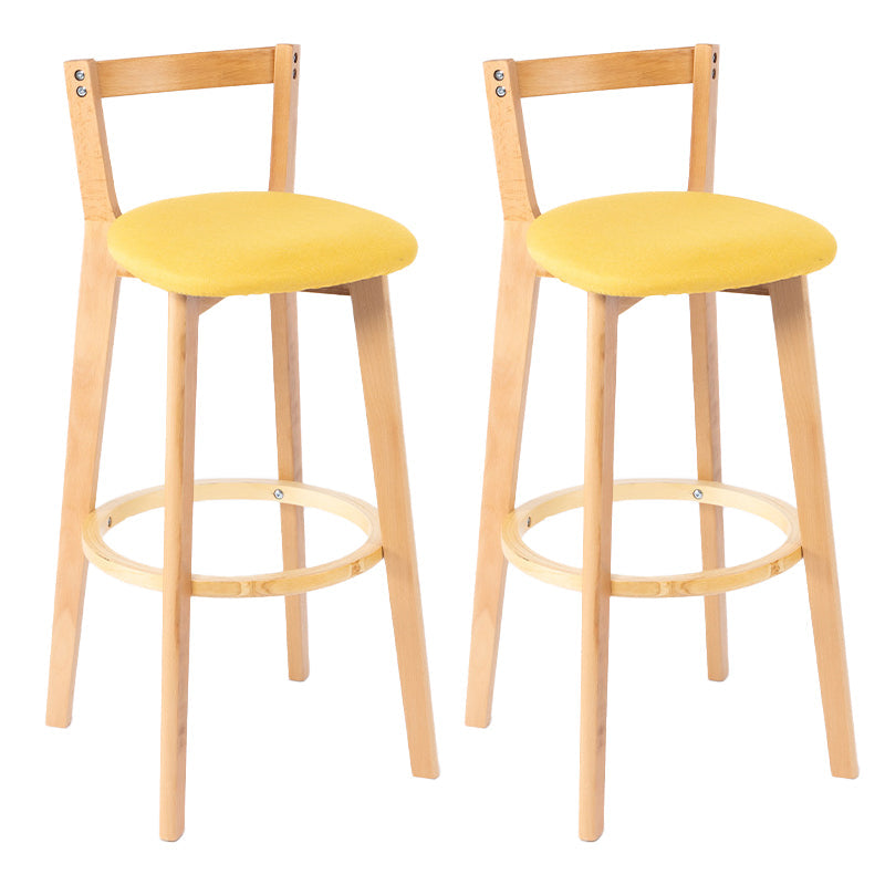 Nordic Armless Backrest Counter Stool Wood Cashier Bar Stool with Cushion and Pedal