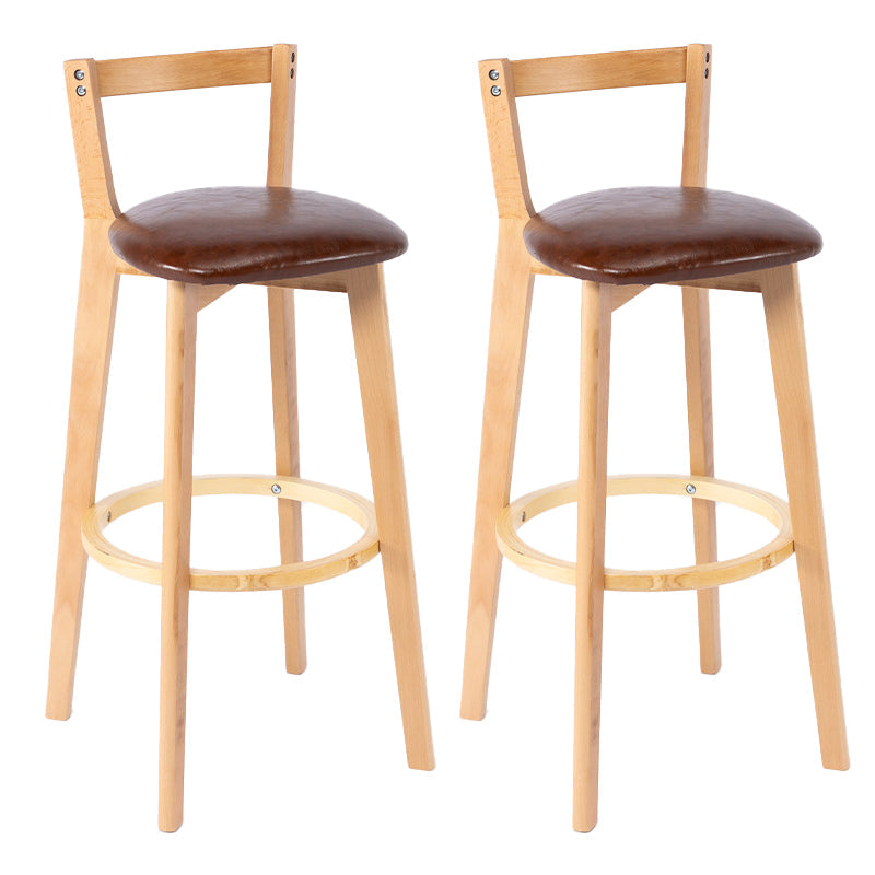 Nordic Armless Backrest Counter Stool Wood Cashier Bar Stool with Cushion and Pedal