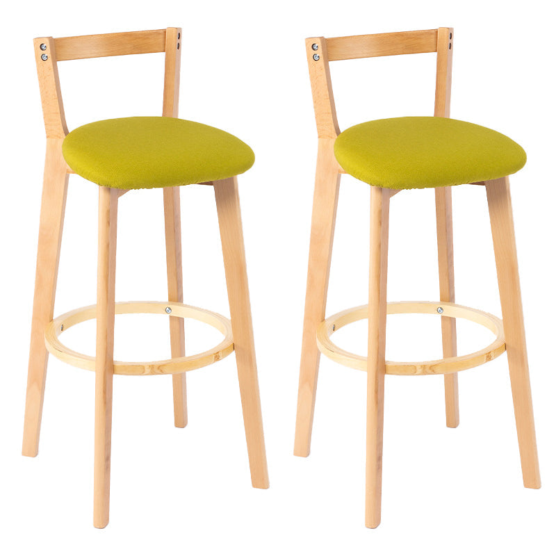 Nordic Armless Backrest Counter Stool Wood Cashier Bar Stool with Cushion and Pedal