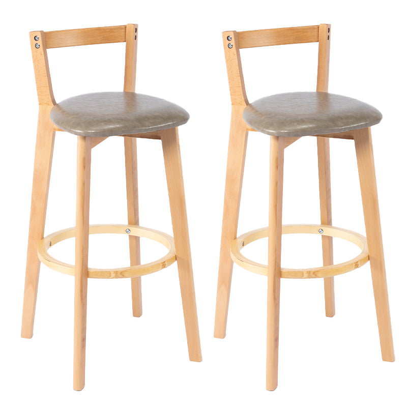 Nordic Armless Backrest Counter Stool Wood Cashier Bar Stool with Cushion and Pedal