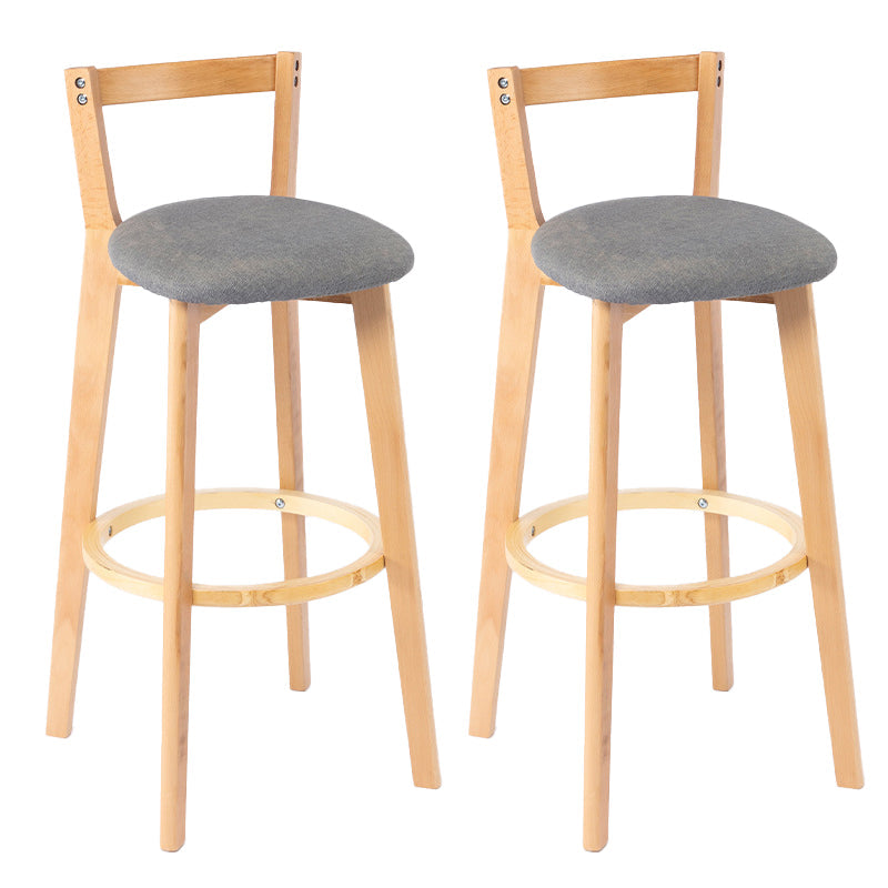 Nordic Armless Backrest Counter Stool Wood Cashier Bar Stool with Cushion and Pedal