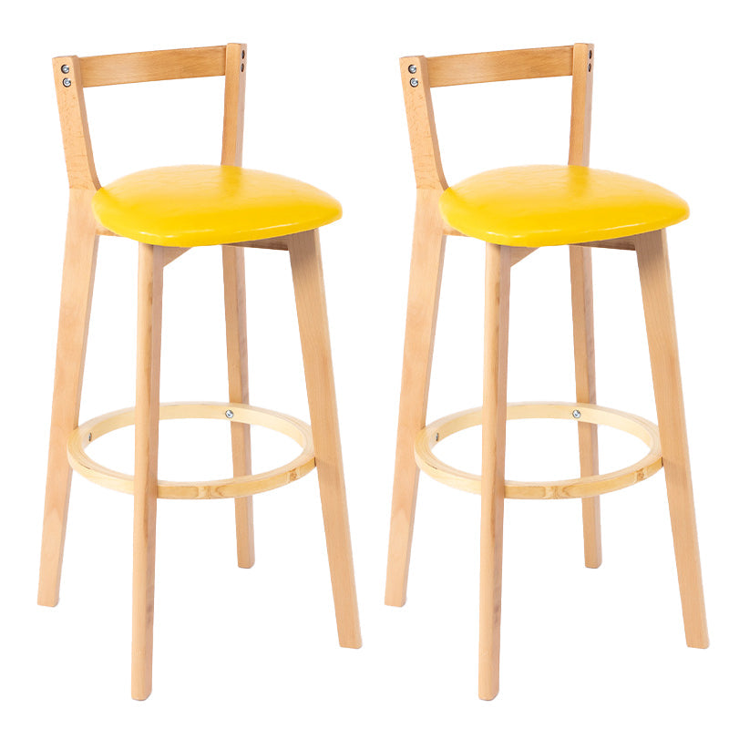 Nordic Armless Backrest Counter Stool Wood Cashier Bar Stool with Cushion and Pedal