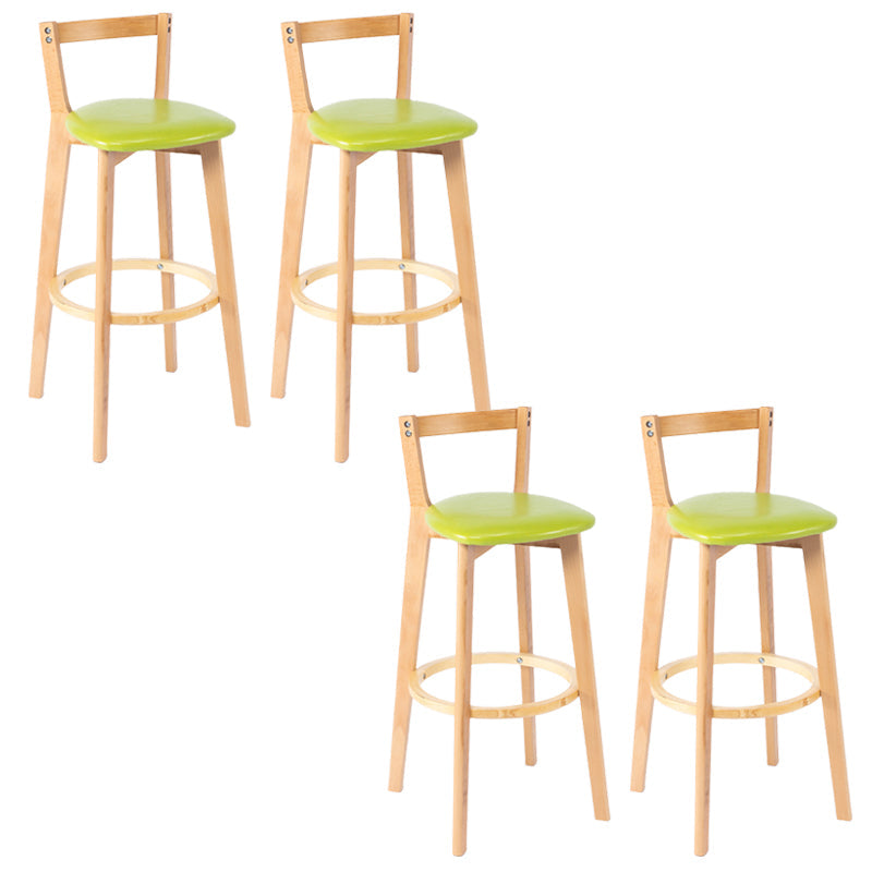 Nordic Armless Backrest Counter Stool Wood Cashier Bar Stool with Cushion and Pedal