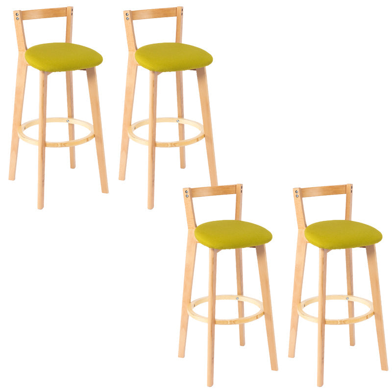 Nordic Armless Backrest Counter Stool Wood Cashier Bar Stool with Cushion and Pedal