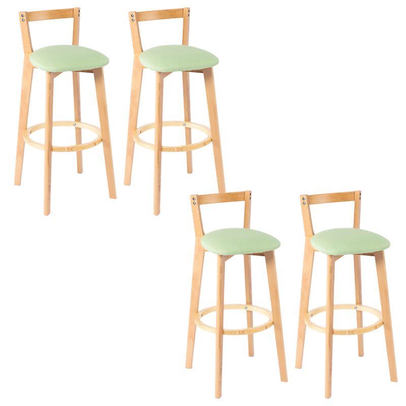 Nordic Armless Backrest Counter Stool Wood Cashier Bar Stool with Cushion and Pedal