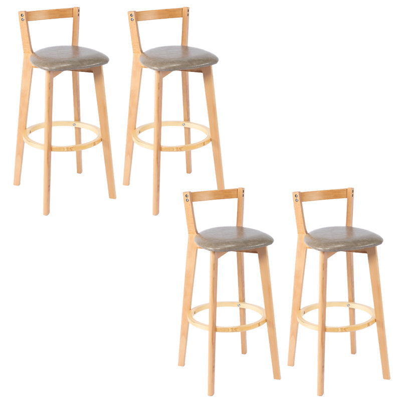 Nordic Armless Backrest Counter Stool Wood Cashier Bar Stool with Cushion and Pedal