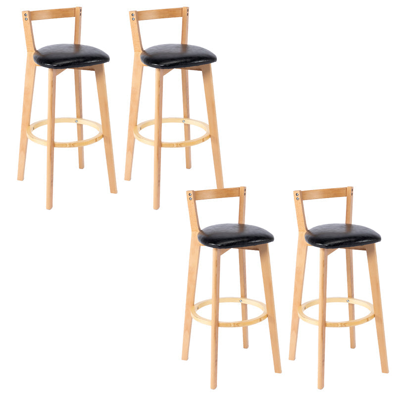 Nordic Armless Backrest Counter Stool Wood Cashier Bar Stool with Cushion and Pedal