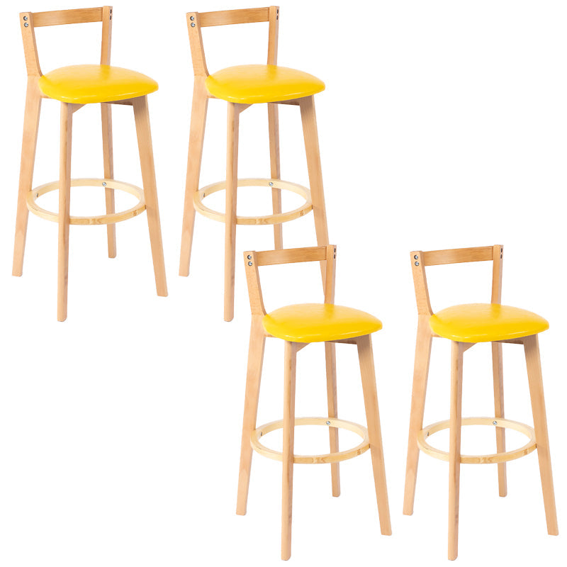 Nordic Armless Backrest Counter Stool Wood Cashier Bar Stool with Cushion and Pedal