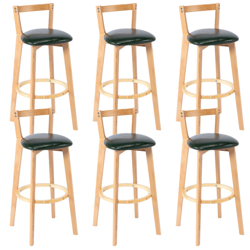 Nordic Armless Backrest Counter Stool Wood Cashier Bar Stool with Cushion and Pedal