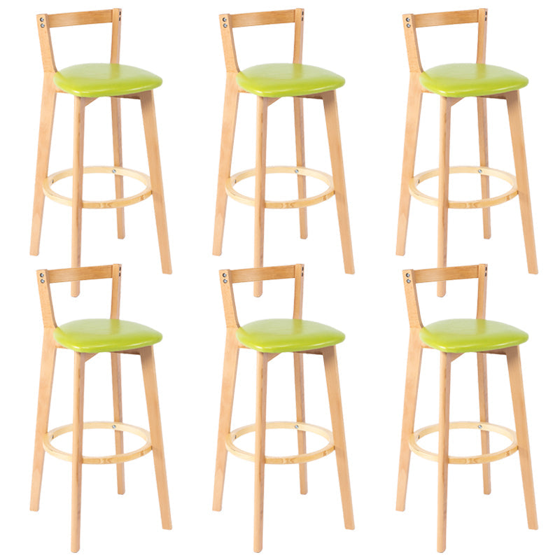 Nordic Armless Backrest Counter Stool Wood Cashier Bar Stool with Cushion and Pedal