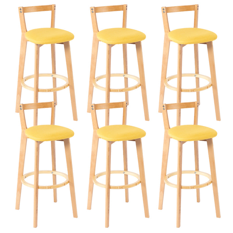 Nordic Armless Backrest Counter Stool Wood Cashier Bar Stool with Cushion and Pedal