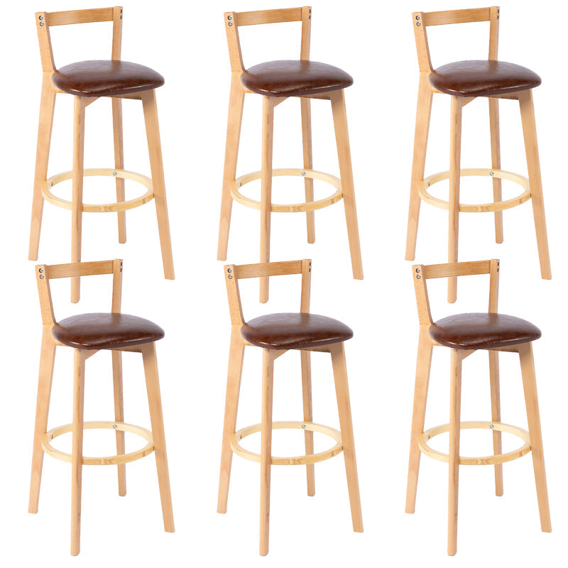 Nordic Armless Backrest Counter Stool Wood Cashier Bar Stool with Cushion and Pedal