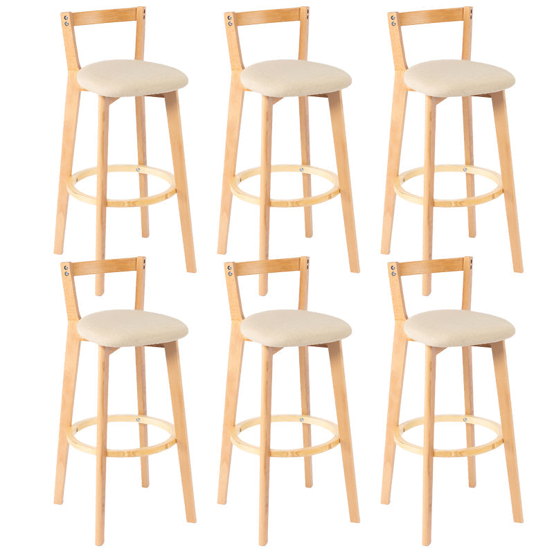 Nordic Armless Backrest Counter Stool Wood Cashier Bar Stool with Cushion and Pedal