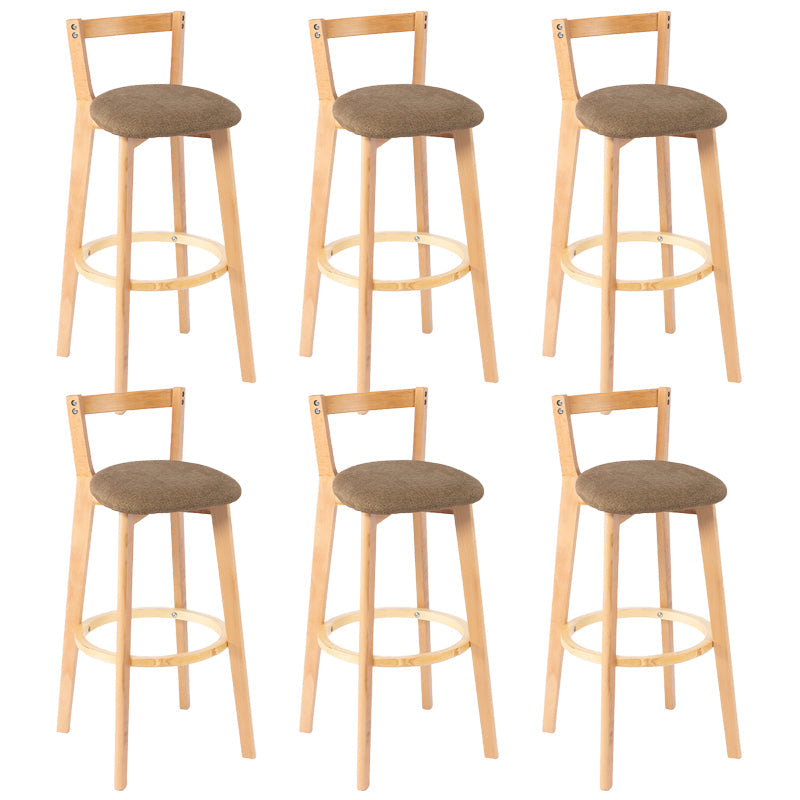 Nordic Armless Backrest Counter Stool Wood Cashier Bar Stool with Cushion and Pedal