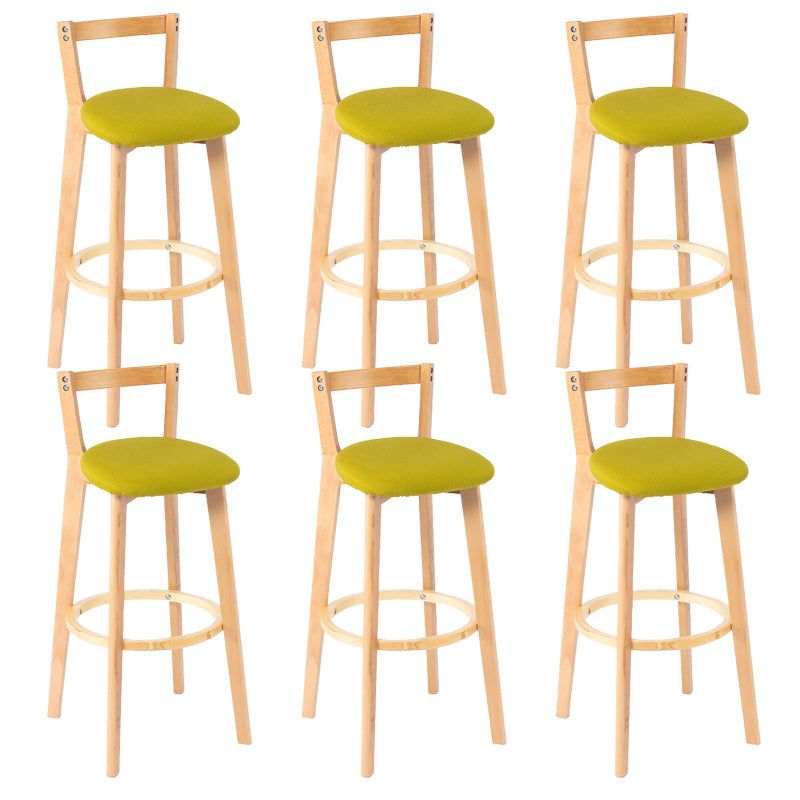 Nordic Armless Backrest Counter Stool Wood Cashier Bar Stool with Cushion and Pedal