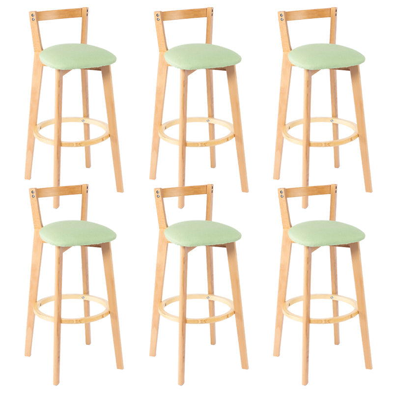 Nordic Armless Backrest Counter Stool Wood Cashier Bar Stool with Cushion and Pedal