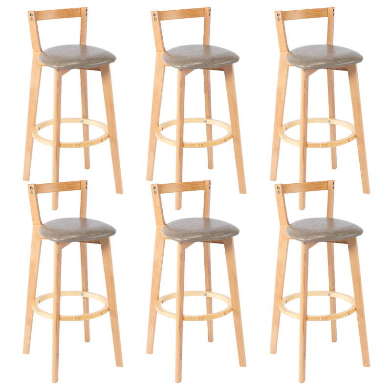 Nordic Armless Backrest Counter Stool Wood Cashier Bar Stool with Cushion and Pedal