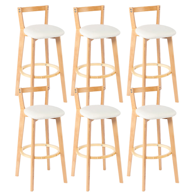 Nordic Armless Backrest Counter Stool Wood Cashier Bar Stool with Cushion and Pedal