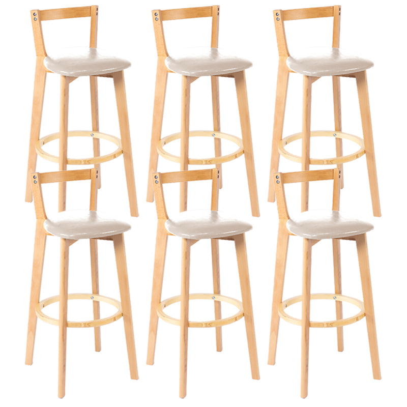 Nordic Armless Backrest Counter Stool Wood Cashier Bar Stool with Cushion and Pedal