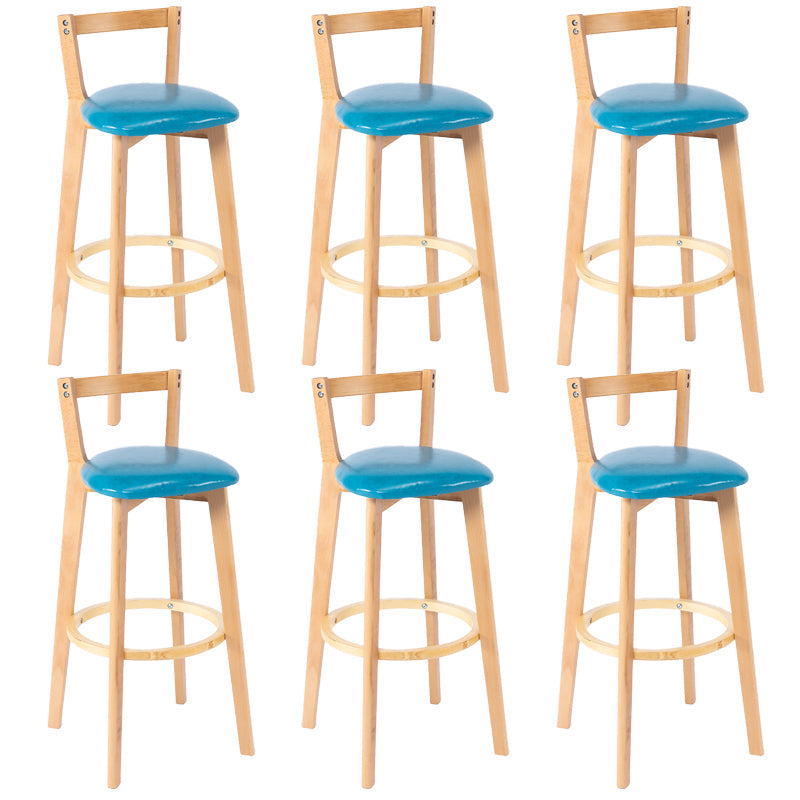 Nordic Armless Backrest Counter Stool Wood Cashier Bar Stool with Cushion and Pedal