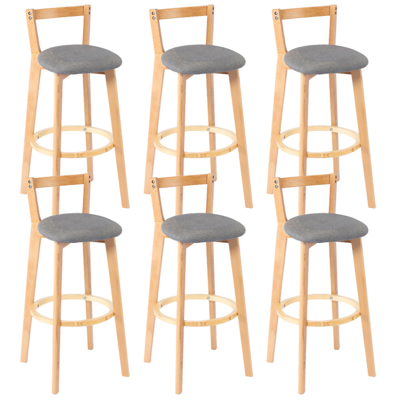 Nordic Armless Backrest Counter Stool Wood Cashier Bar Stool with Cushion and Pedal