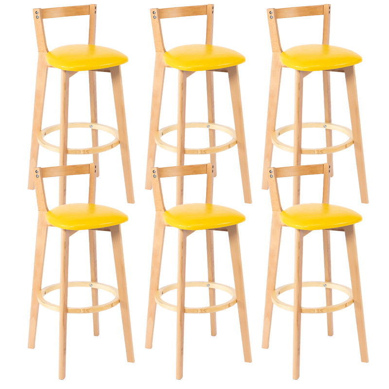 Nordic Armless Backrest Counter Stool Wood Cashier Bar Stool with Cushion and Pedal