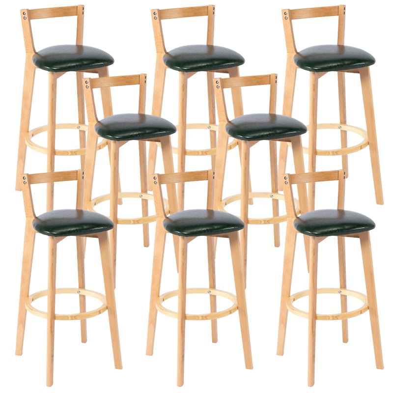 Nordic Armless Backrest Counter Stool Wood Cashier Bar Stool with Cushion and Pedal